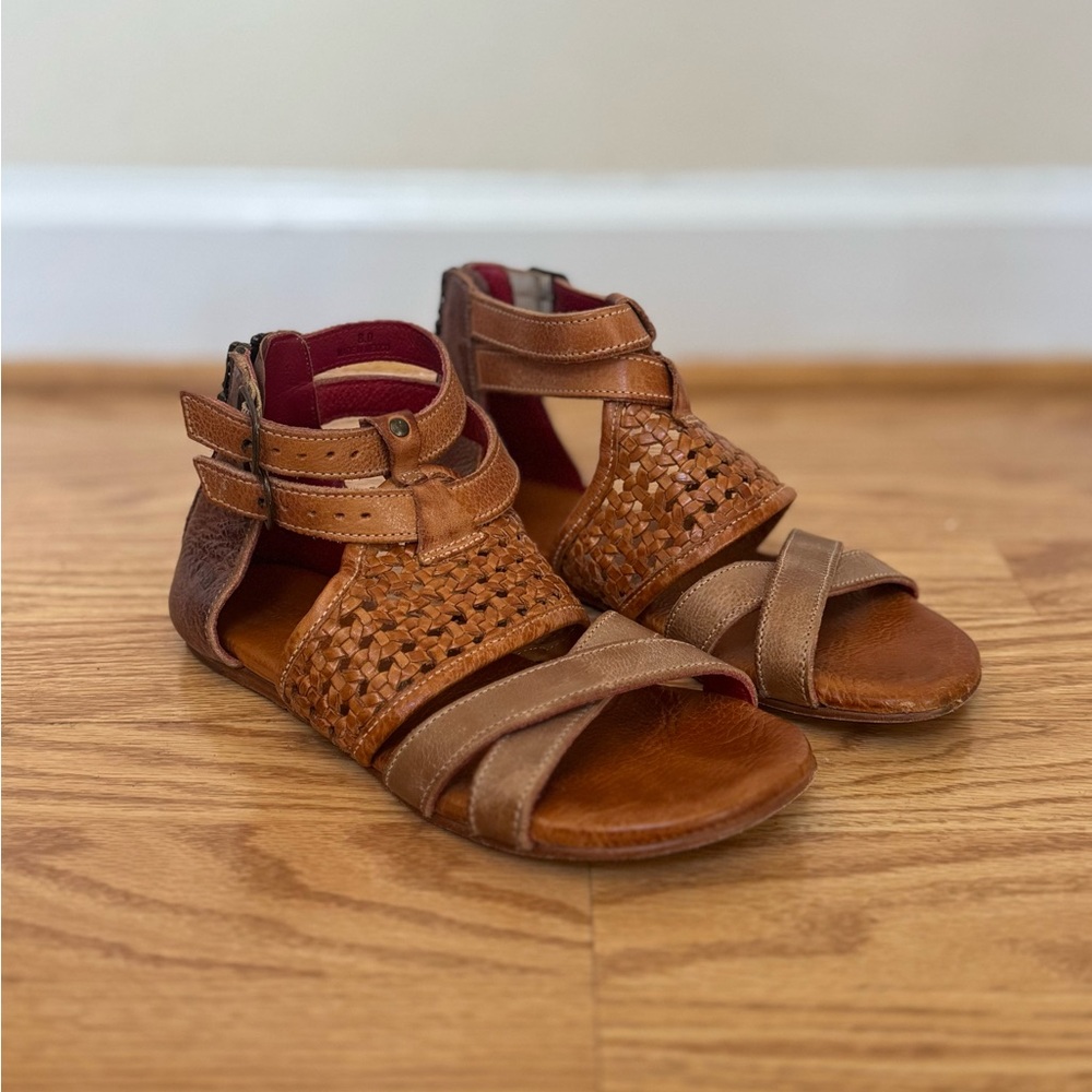 Bed Stu Brown Woven Capriana Leather Sandals - 8